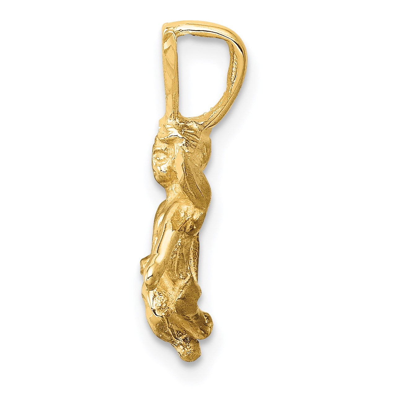 14k  3-D Satin and Diamond-Cut Angel Charm