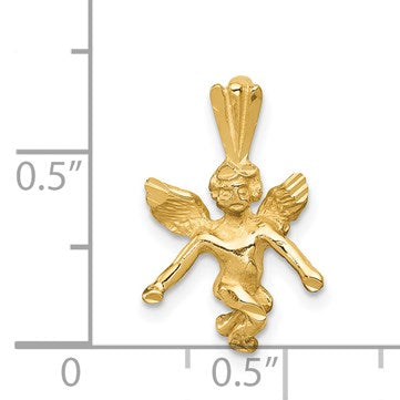 14k  3-D Satin and Diamond-Cut Angel Charm