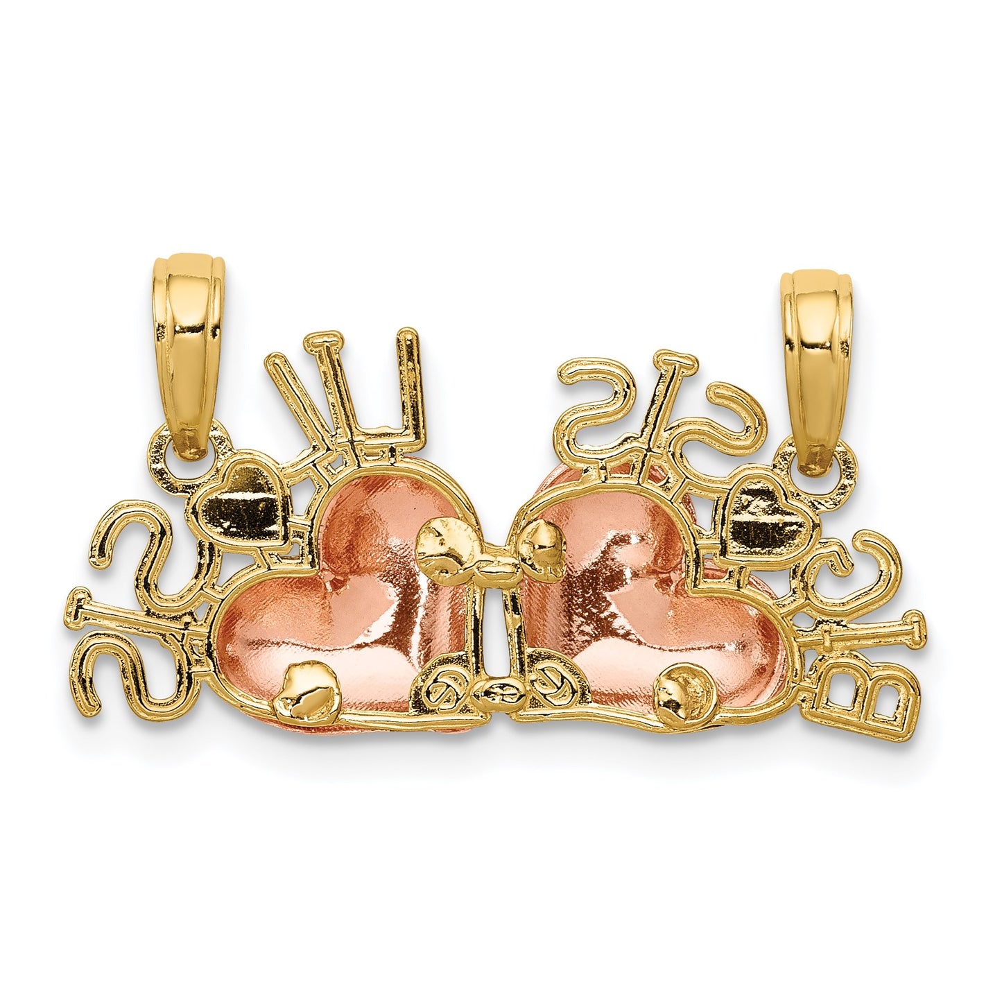 14k Two-tone with White Rhodium BIG SIS-LIL SIS 2-Piece Break-apart Pendant