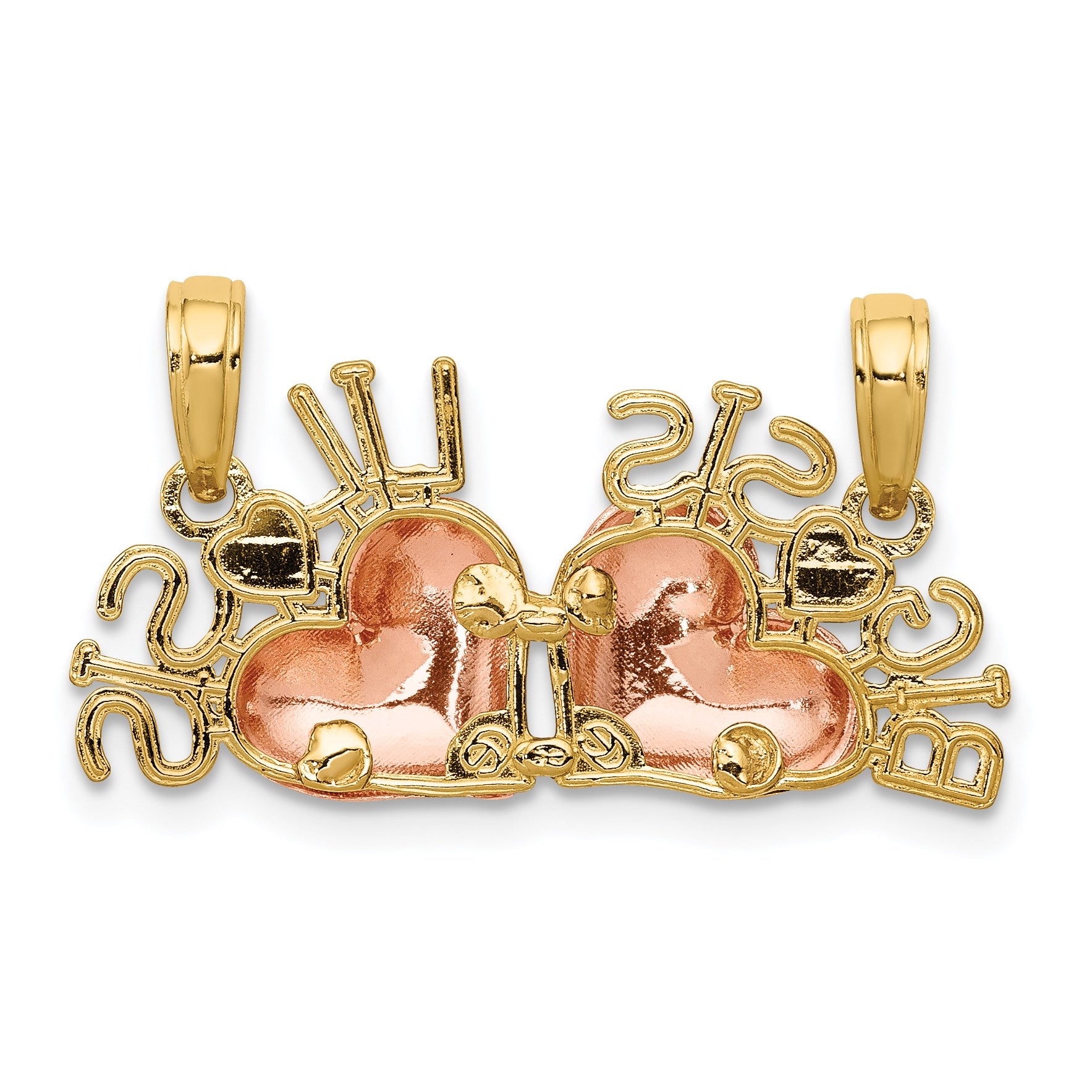 14k Two-tone with White Rhodium BIG SIS-LIL SIS 2-Piece Break-apart Pendant
