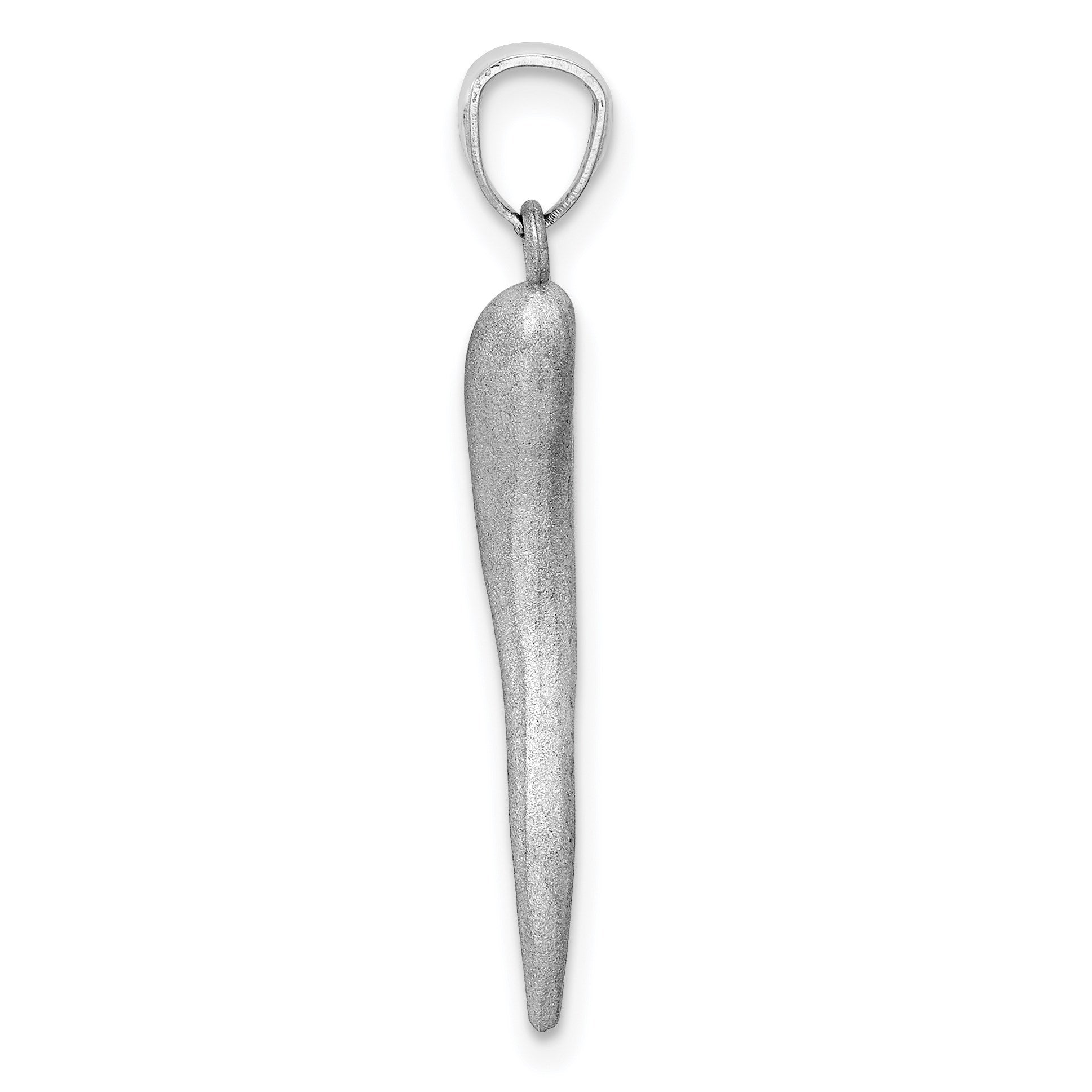 14k White Gold Solid Diamond-cut 3-D Italian Horn Charm
