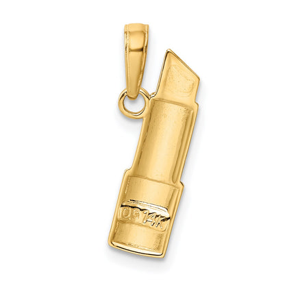 14K and White Rhodium Red Enameled Lipstick Charm