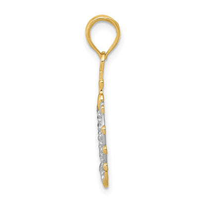 14K and White Rhodium Crown Pendant