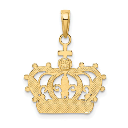 14K and White Rhodium Crown Pendant