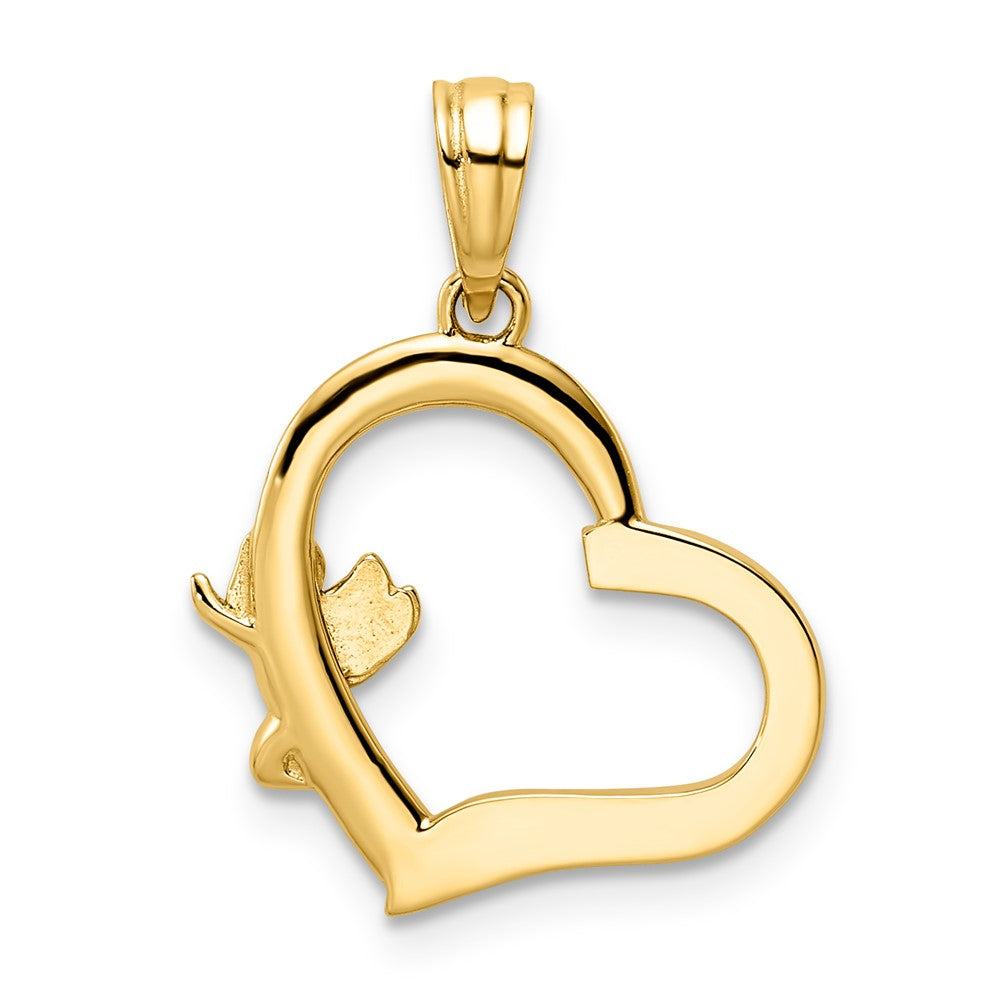 14k & White Rhodium Cherub on Heart Pendant