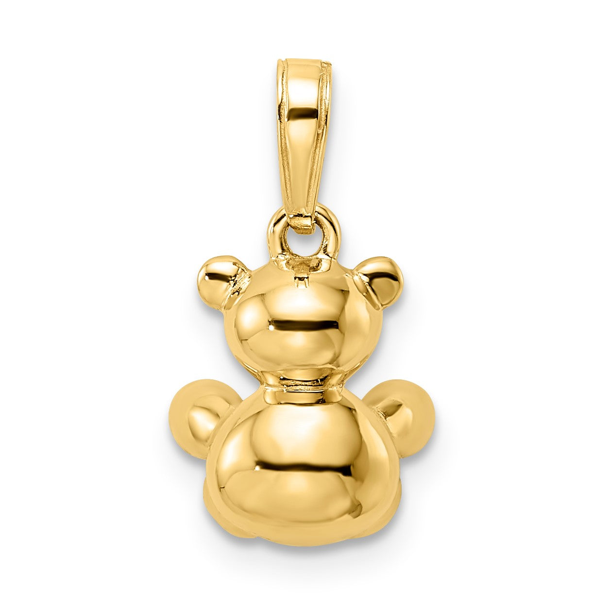 14k and White Rhodium 3-D Diamond-cut Teddy Bear Pendant