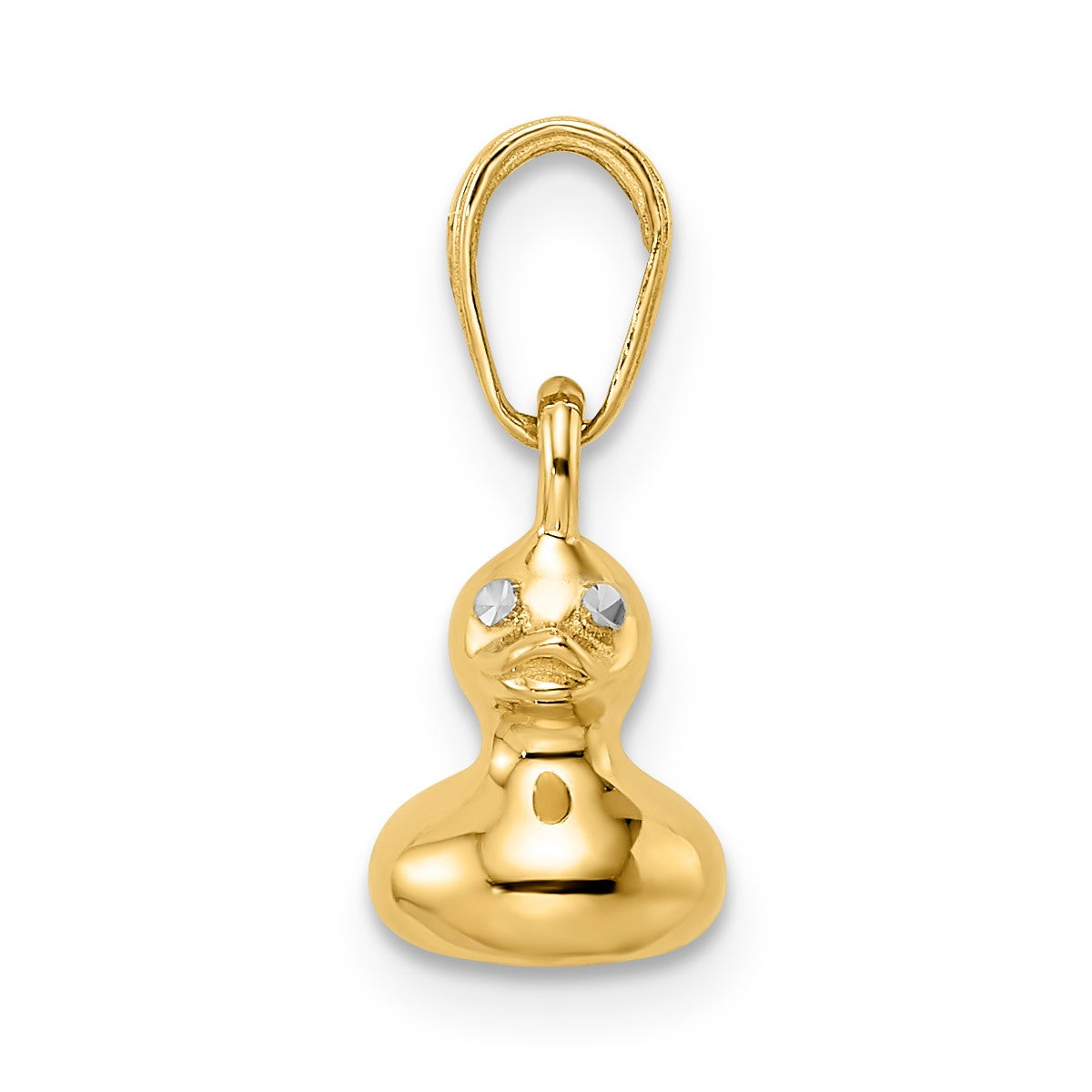 14k and White Rhodium 3-D Duck Pendant