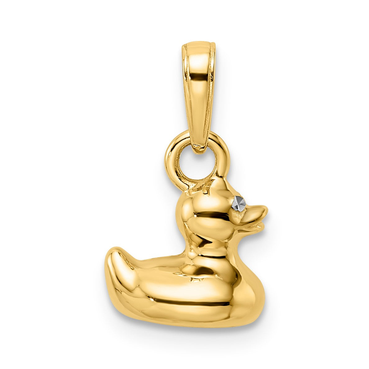 14k and White Rhodium 3-D Duck Pendant