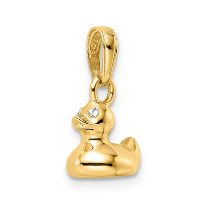 14k and White Rhodium 3-D Duck Pendant