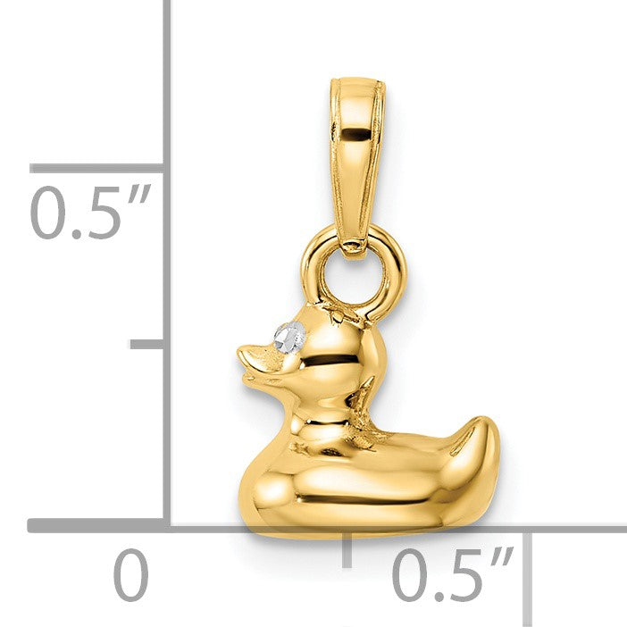 14k and White Rhodium 3-D Duck Pendant