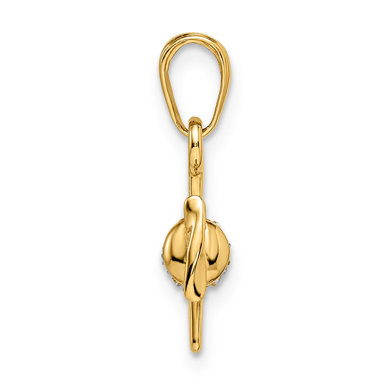 14k and White Rhodium 3-D Diamond-cut Airplane Pendant