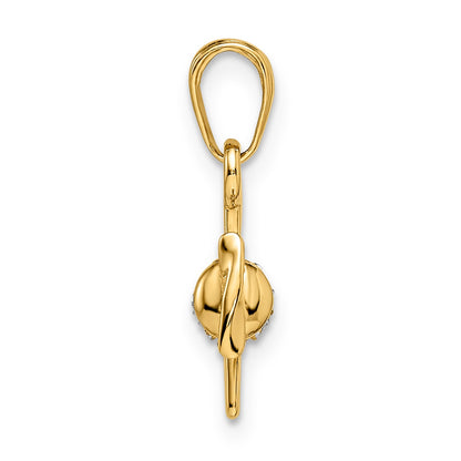 14k and White Rhodium 3-D Diamond-cut Airplane Pendant