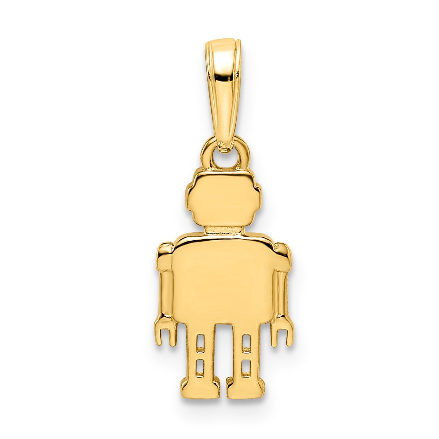 14k and White Rhodium Diamond-cut Robot Pendant