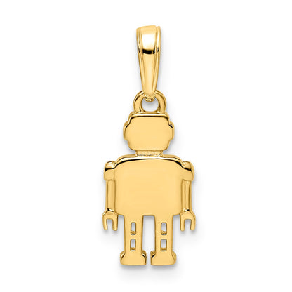 14k and White Rhodium Diamond-cut Robot Pendant