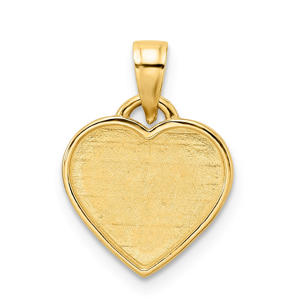14k and White Rhodium Diamond-cut Border Heart Pendant
