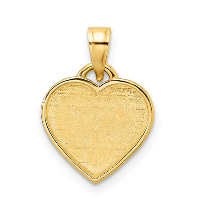 14k and White Rhodium Diamond-cut Border Heart Pendant