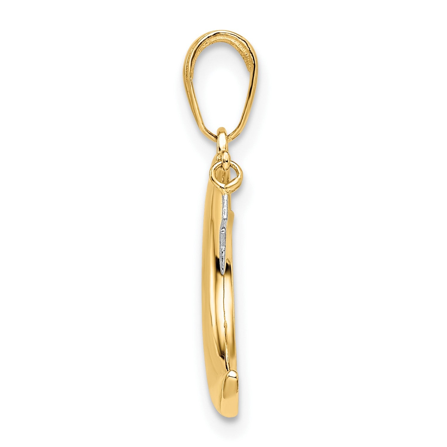14k and White Rhodium Moon with Dangle Star Pendant