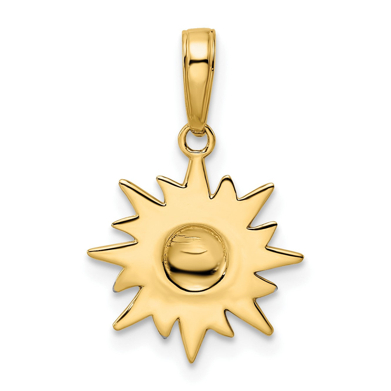 14k and White Rhodium Diamond-cut Sun Pendant