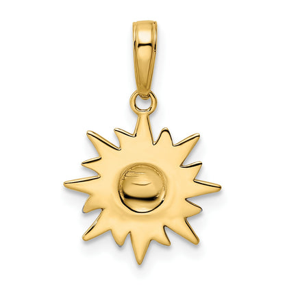 14k and White Rhodium Diamond-cut Sun Pendant