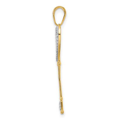 14k with White and Rose Rhodium Diamond-cut Hearts Key Pendant