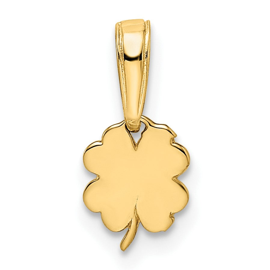 14k and White Rhodium Diamond-cut 4-Leaf Clover Pendant