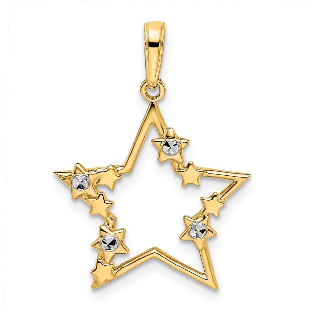 14k & White Rhodium D/C Stars Pendant