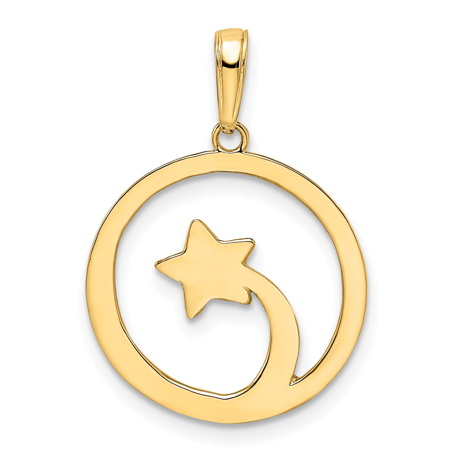 14k and White Rhodium Diamond-cut Shooting Star Pendant