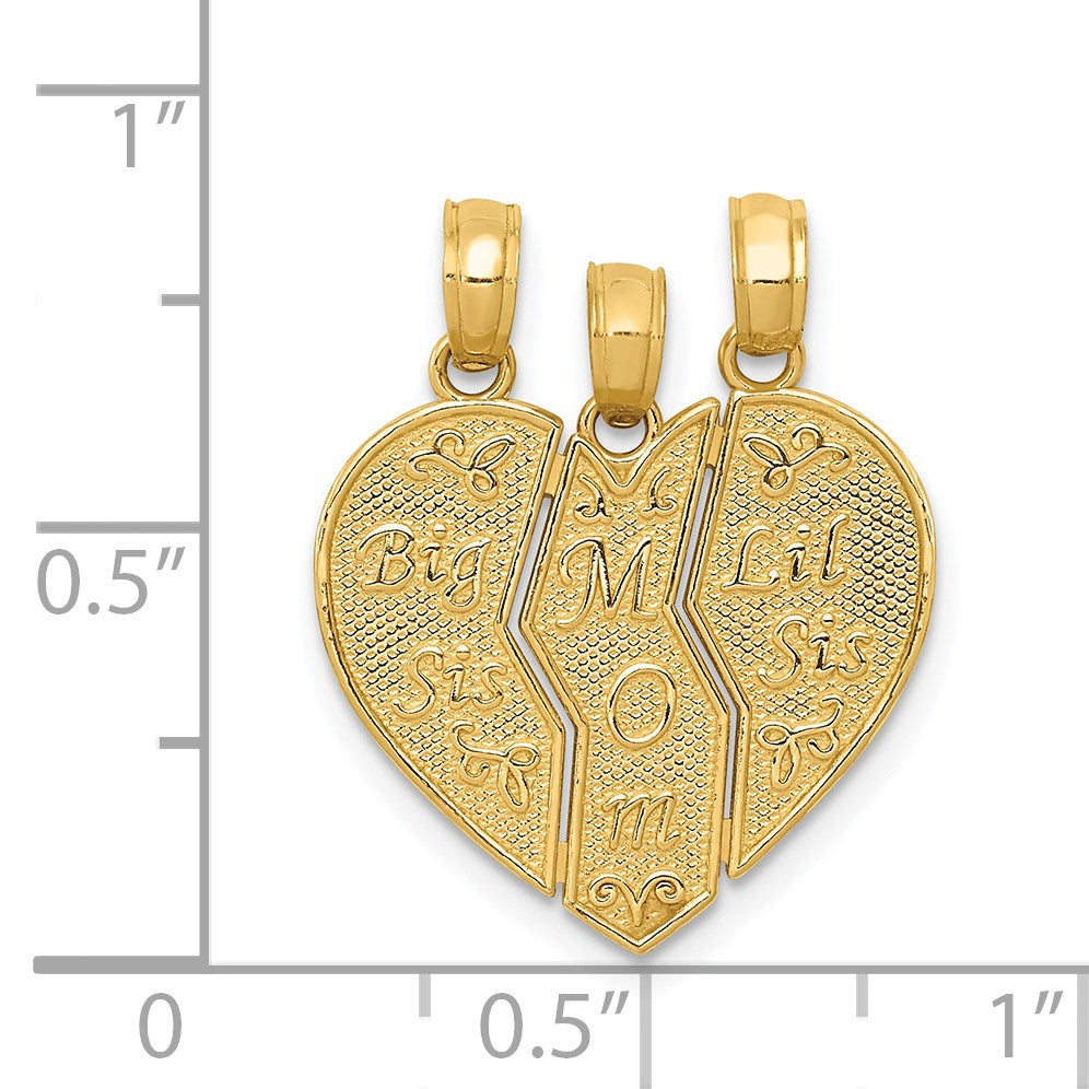 14k 3-Piece Break-apart BIG SIS-MOM-LIL SIS Charm