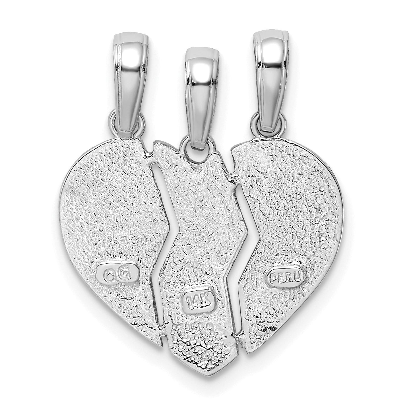 14k White Gold 3-Piece Break-apart BIG SIS-MOM-LIL SIS Charm