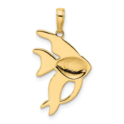 14k and White Rhodium Diamond-cut Angelfish Pendant