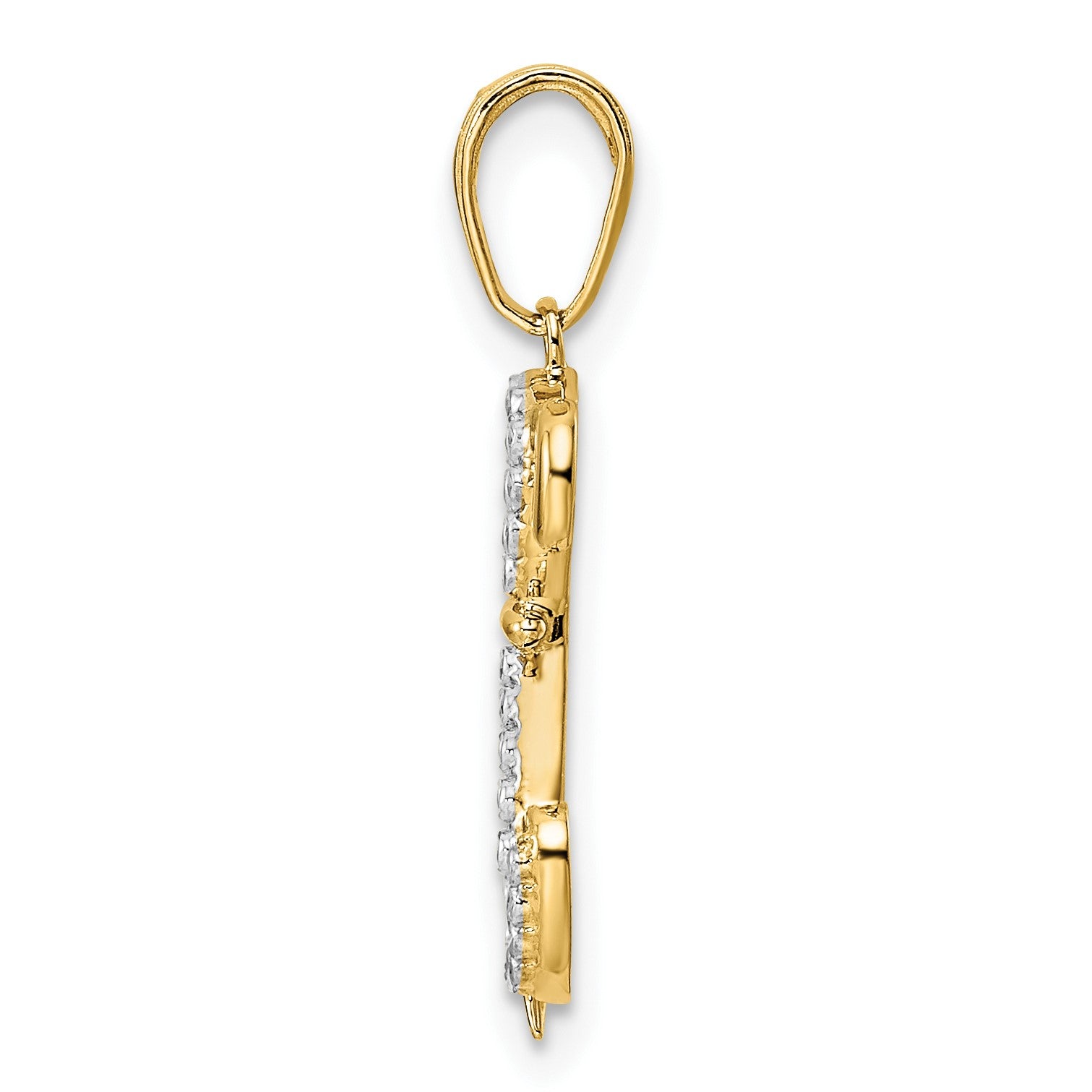 14k and White Rhodium Diamond-cut Sitting Puppy Pendant