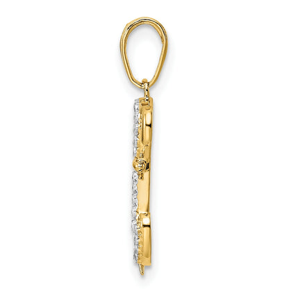 14k and White Rhodium Diamond-cut Sitting Puppy Pendant