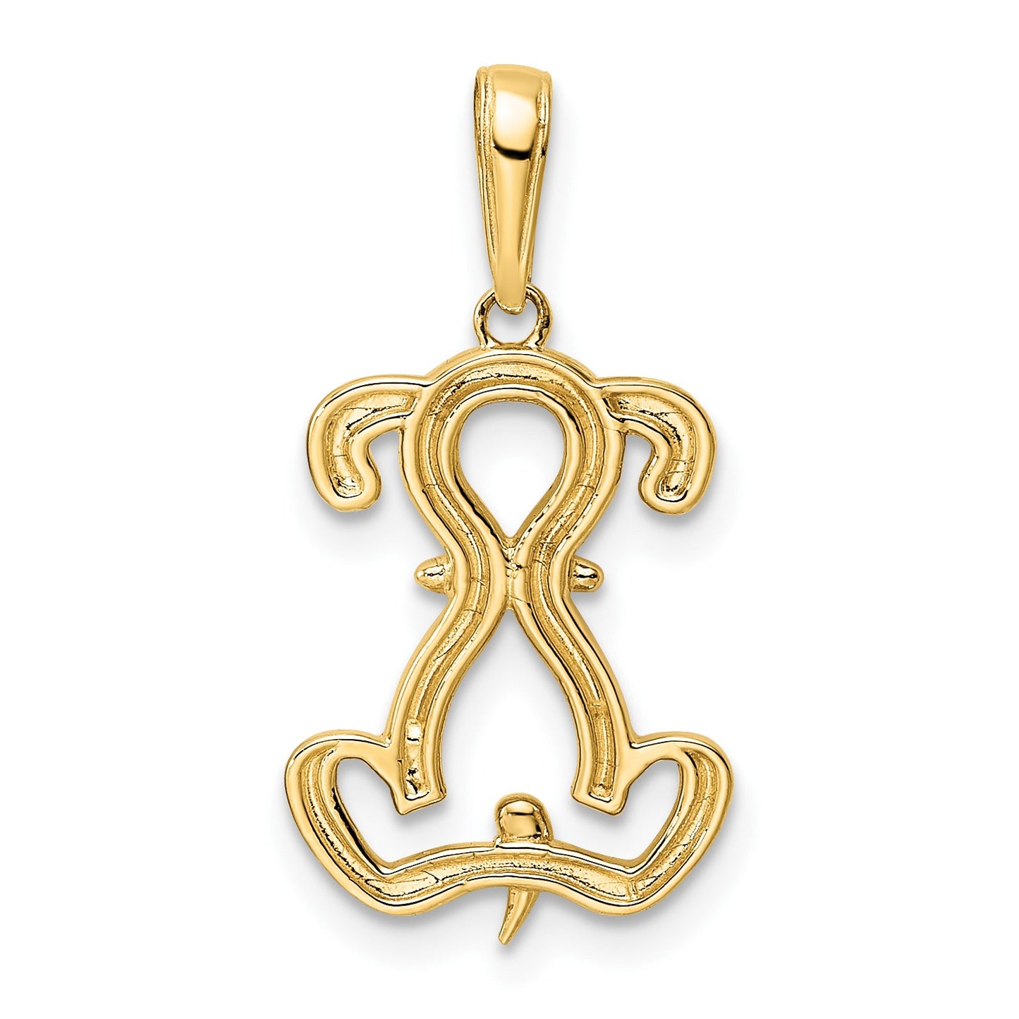 14k and White Rhodium Diamond-cut Sitting Puppy Pendant