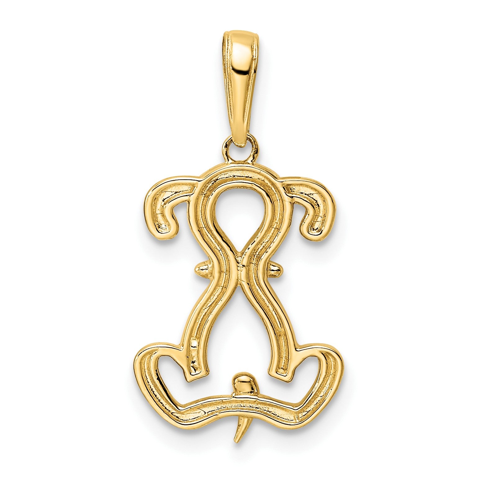 14k and White Rhodium Diamond-cut Sitting Puppy Pendant