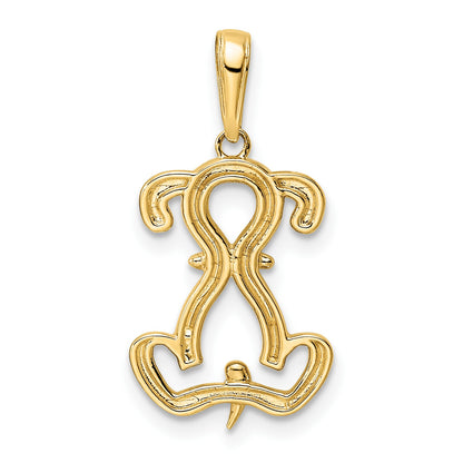 14k and White Rhodium Diamond-cut Sitting Puppy Pendant