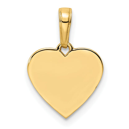 14k and White Rhodium Diamond-cut Puffed Heart Pendant