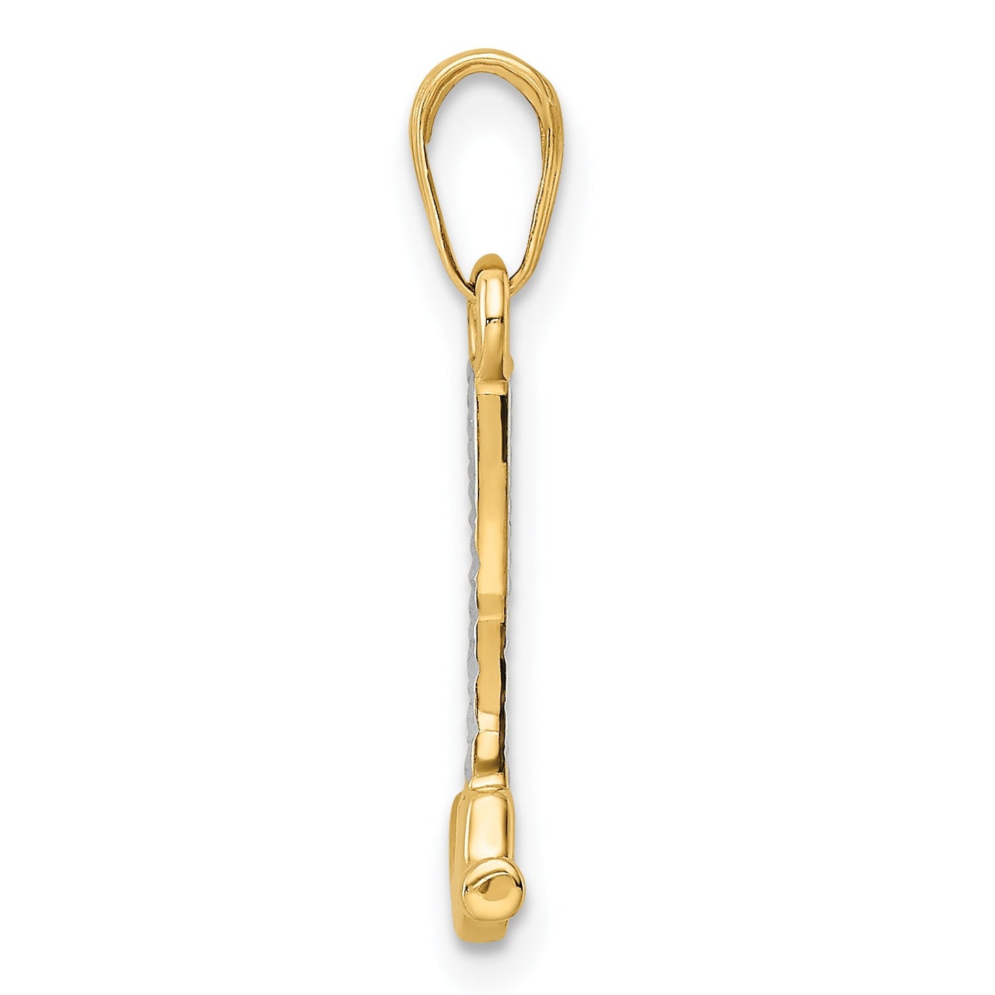 14k and White Rhodium Diamond-cut Hammer Pendant
