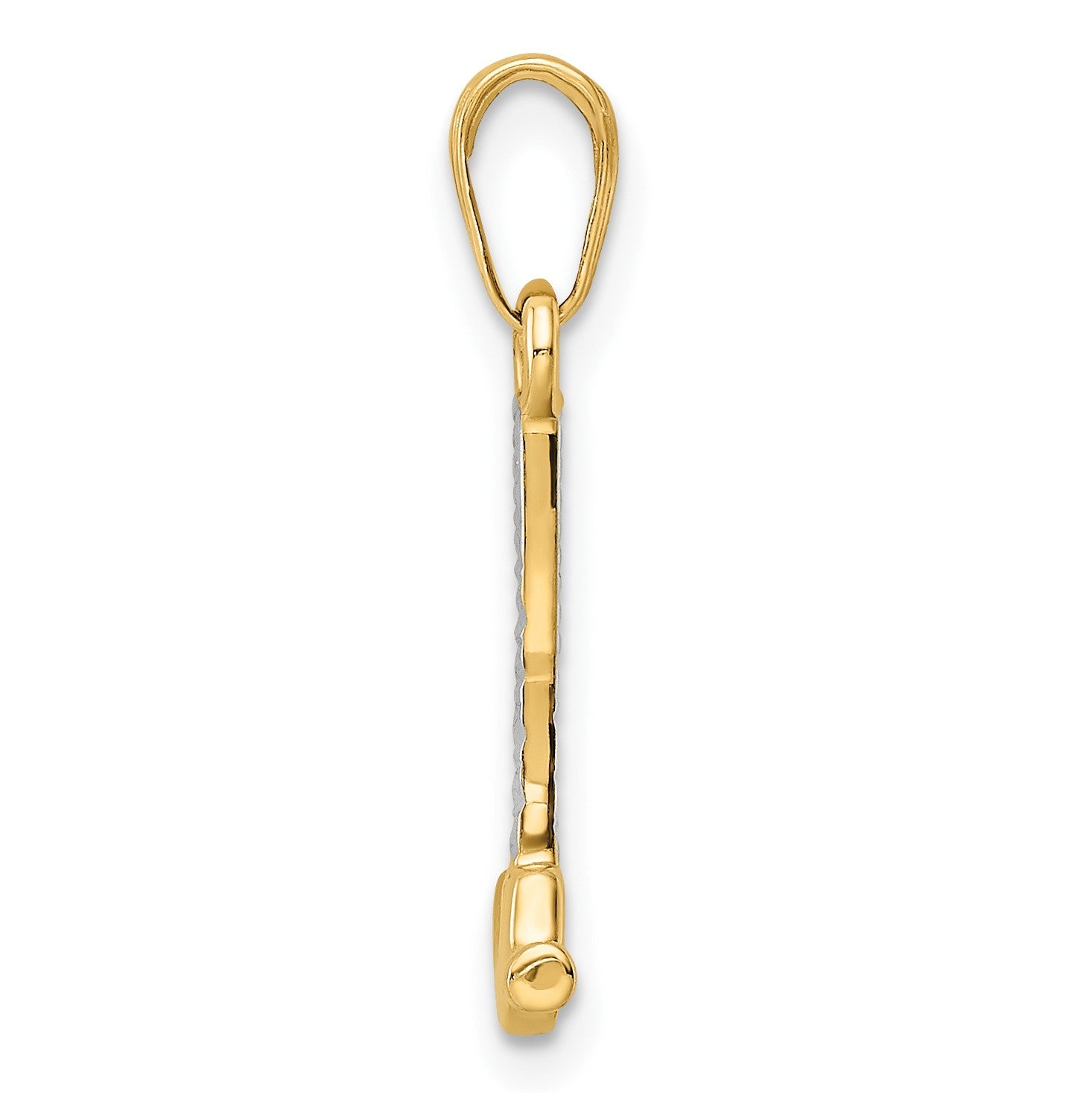 14k and White Rhodium Diamond-cut Hammer Pendant