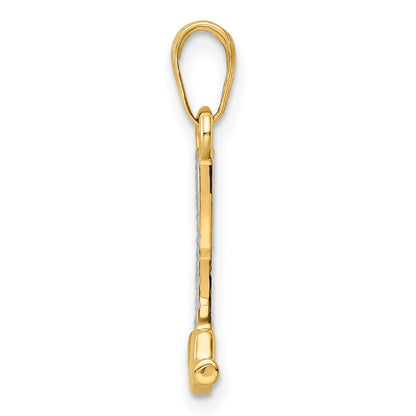 14k and White Rhodium Diamond-cut Hammer Pendant