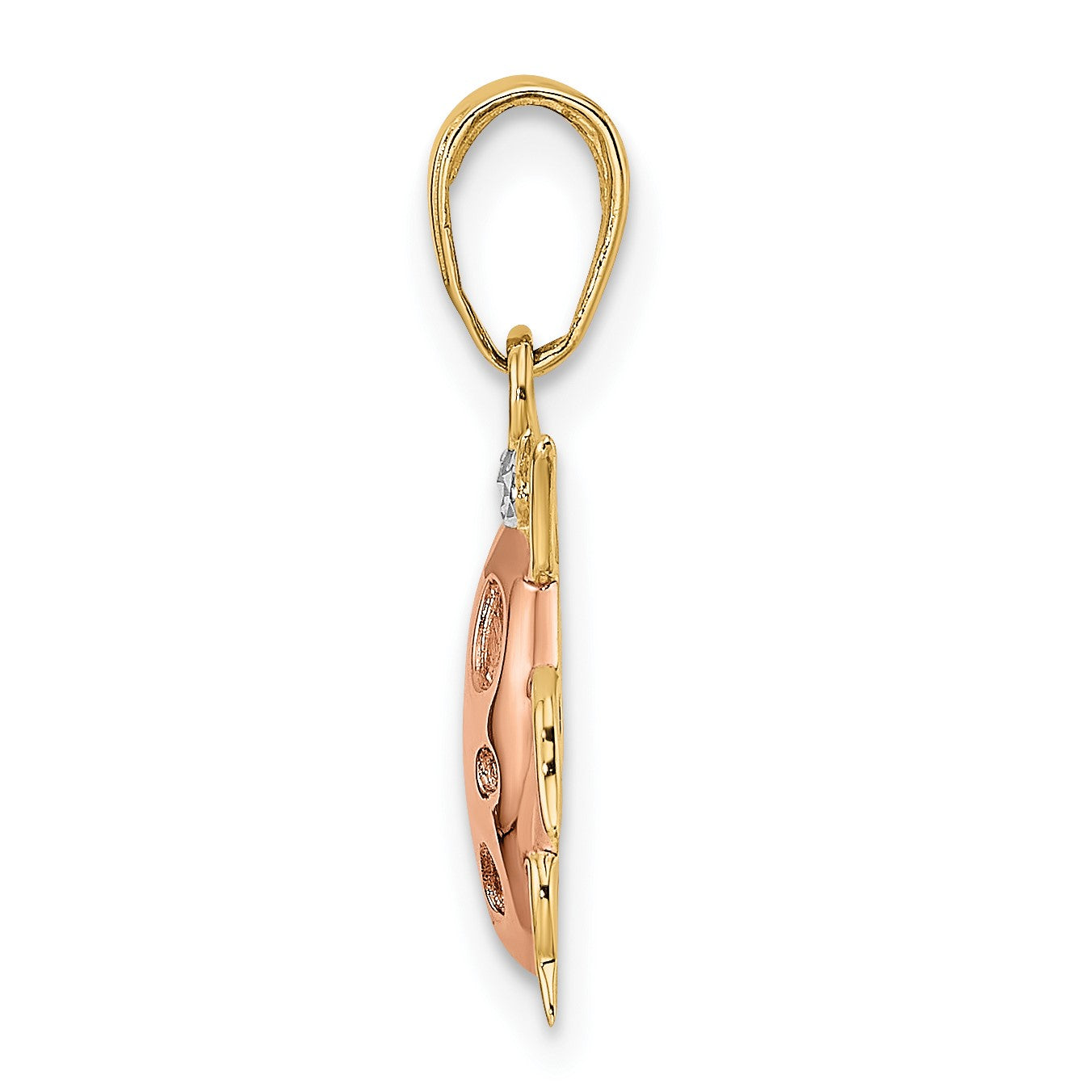 14k with White and Rose Rhodium Diamond-cut Ladybug Pendant