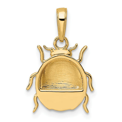 14k with White and Rose Rhodium Diamond-cut Ladybug Pendant