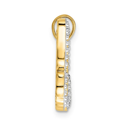 14k and White Rhodium Diamond-cut Butterfly Pendant