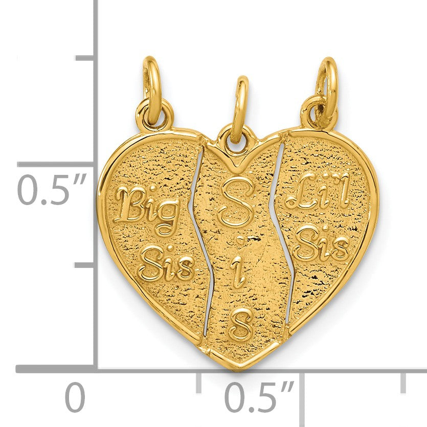 14k 3-piece Break-apart BIG SIS-SIS-LIL SIS Charm