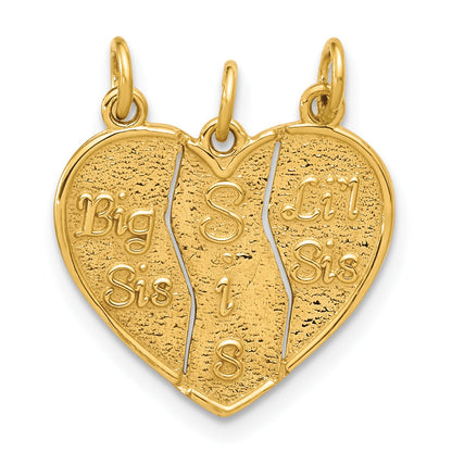 14k 3-piece Break-apart BIG SIS-SIS-LIL SIS Charm