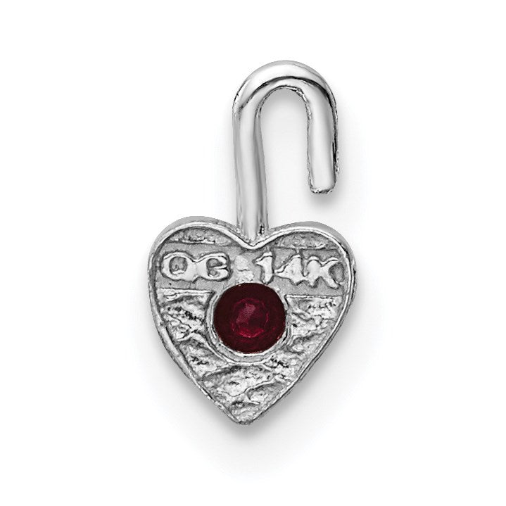 14k White Gold January Synthetic Birthstone Heart Charm