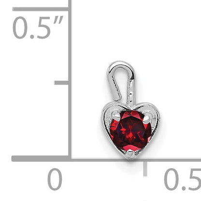 14k White Gold January Synthetic Birthstone Heart Charm