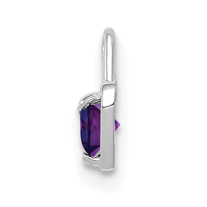 14k White Gold February Synthetic Birthstone Heart Charm