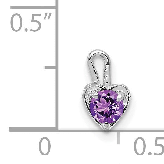 14k White Gold February Synthetic Birthstone Heart Charm