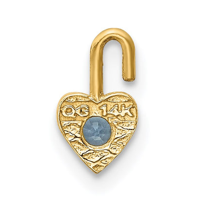 14ky March Synthetic Birthstone Heart Charm