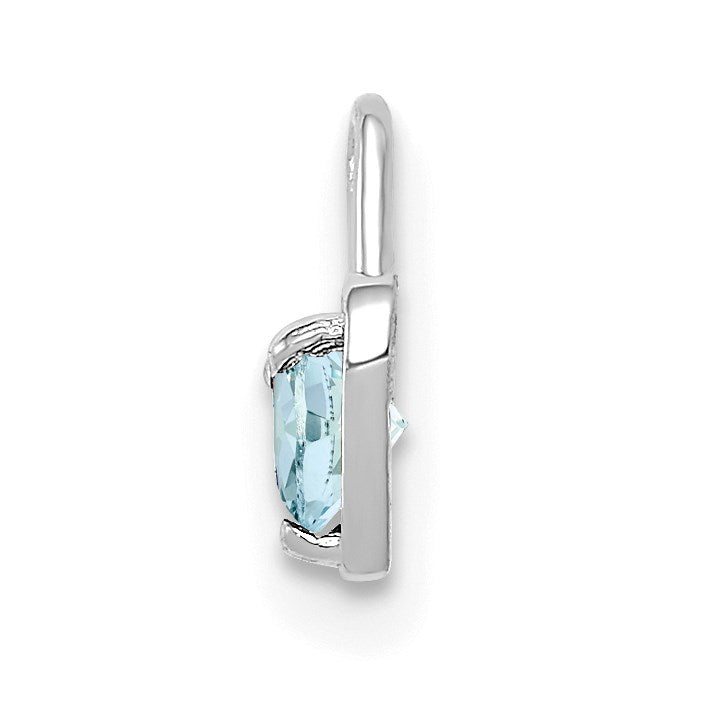 14k White Gold March Synthetic Birthstone Heart Charm